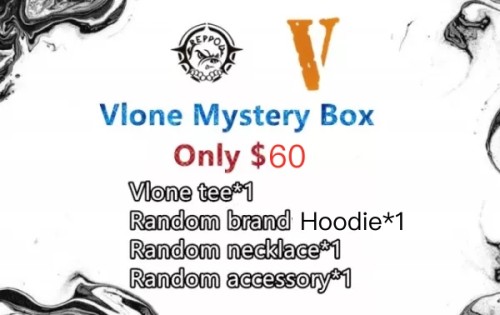 Vlone mystery box: vlone tee*1 & Random brand hoodie or jacket*1 & Random necklace*1 & Random accessory*1
