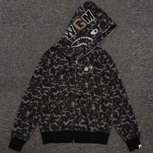 [buy more save more]1:1 quality Bape DSM camo shark full zip-up black hoodie