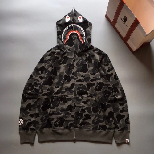1:1 quality Bape ABC camo shark full zip-up black hoodie-