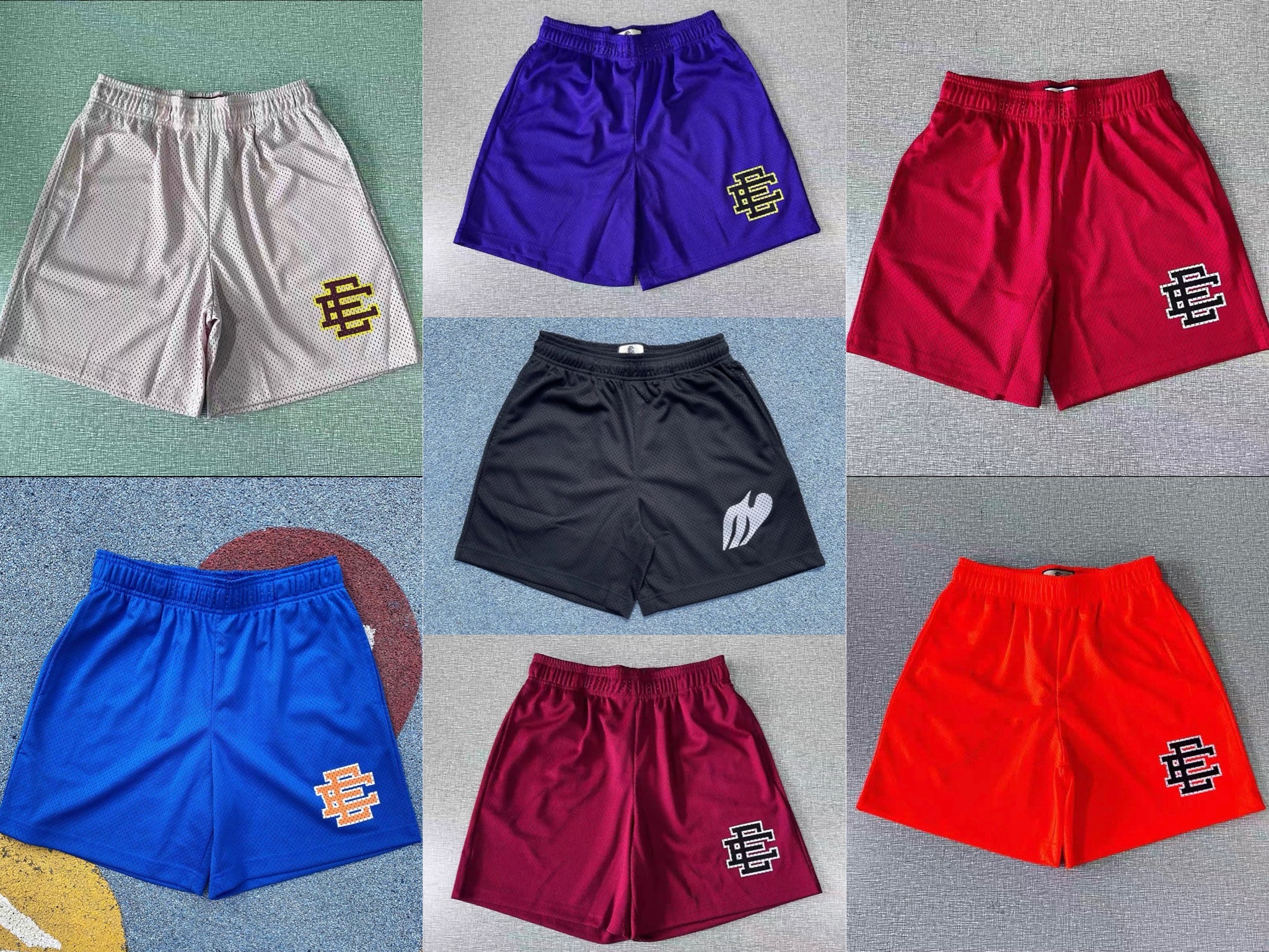 new version 1:1 quality eric emanuel multicolour logo mesh pure color shorts style 2