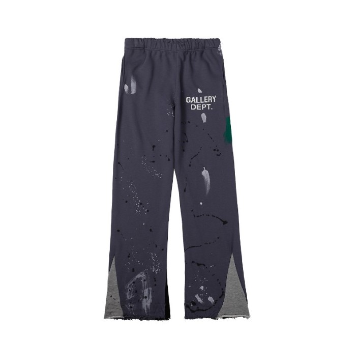 Graffiti-stitched flared pants-