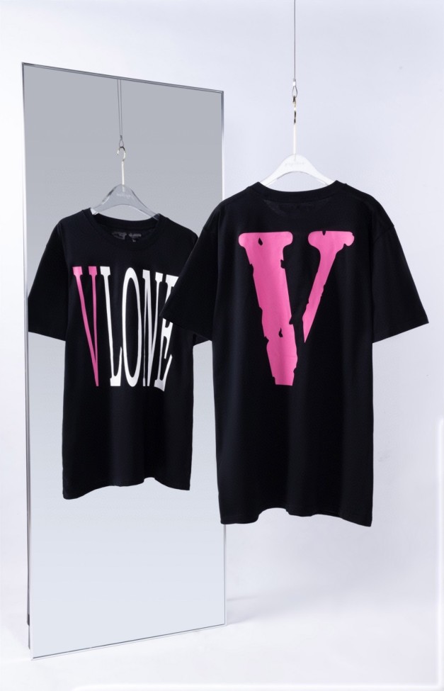 1:1quality version Pink V logo short sleeves-