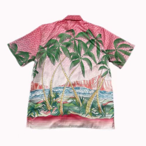 Sunset glow coconut tree silk short sleeve shirt-