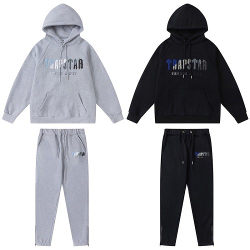 Trapstar Blue, white and grey towel embroidered hoodie and trousers set