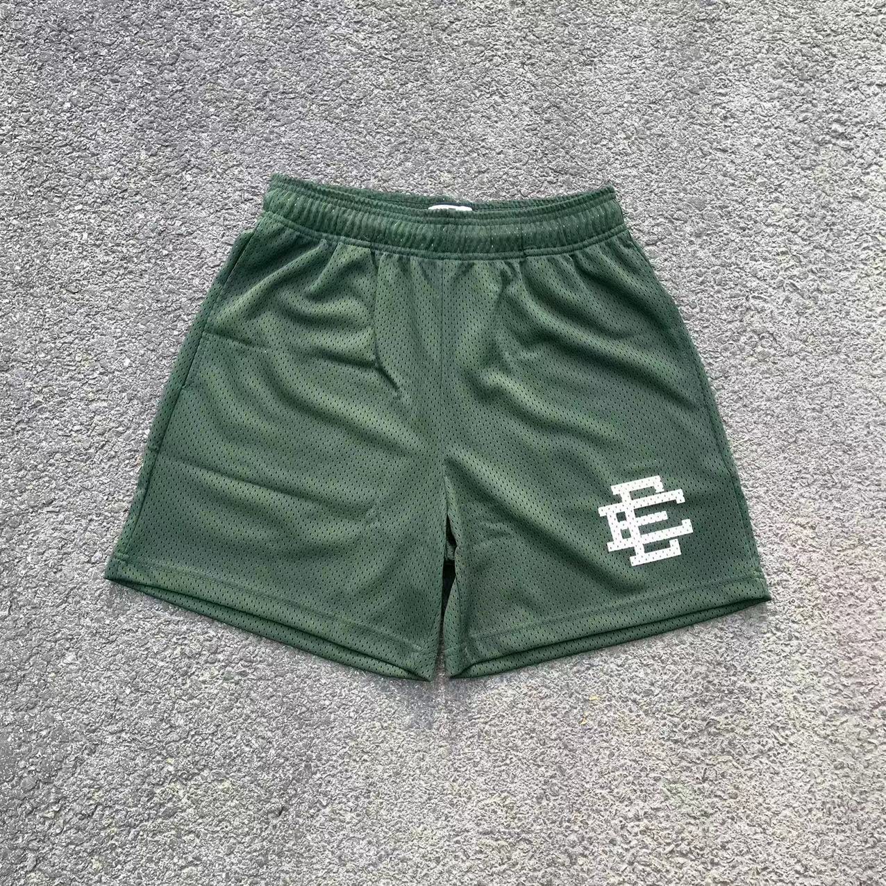 1:1 quality version eric emanuel white logo mesh shorts