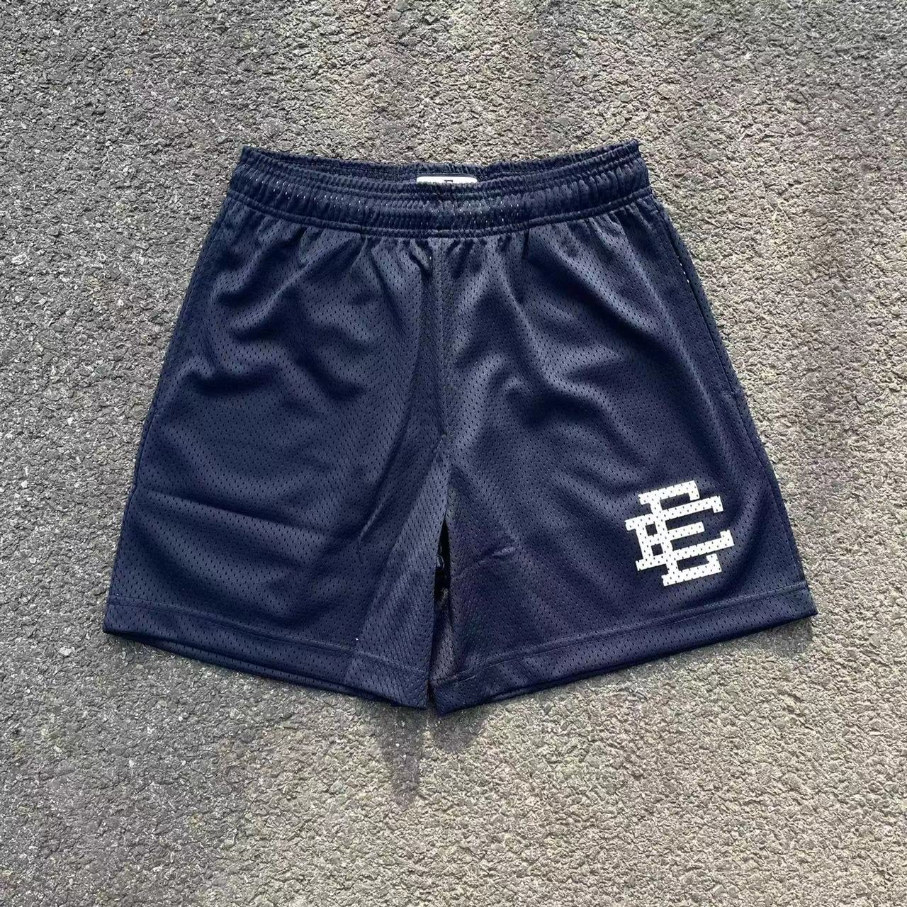 1:1 quality version eric emanuel white logo mesh shorts