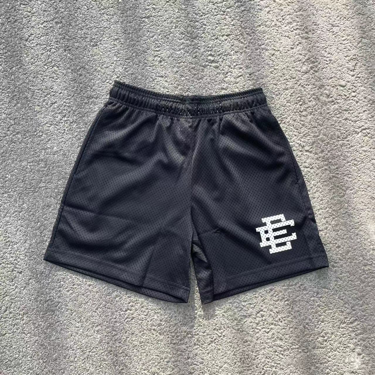 1:1 quality version eric emanuel white logo mesh shorts