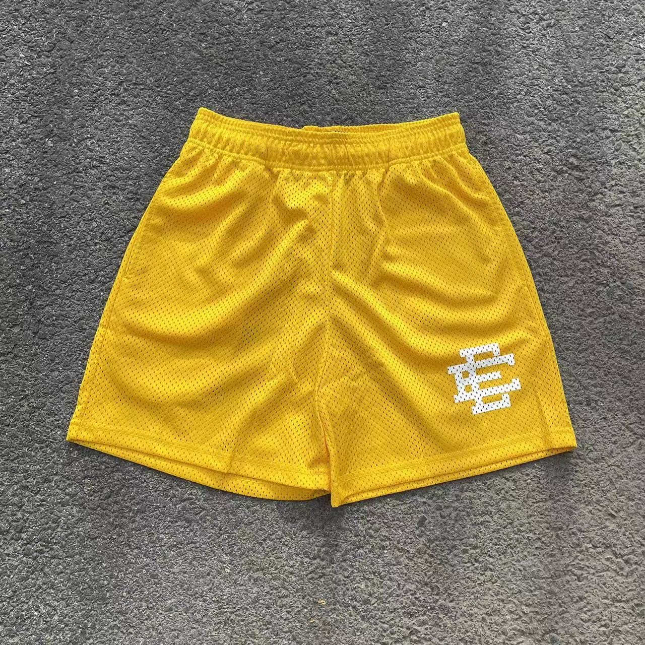 1:1 quality version eric emanuel white logo mesh shorts