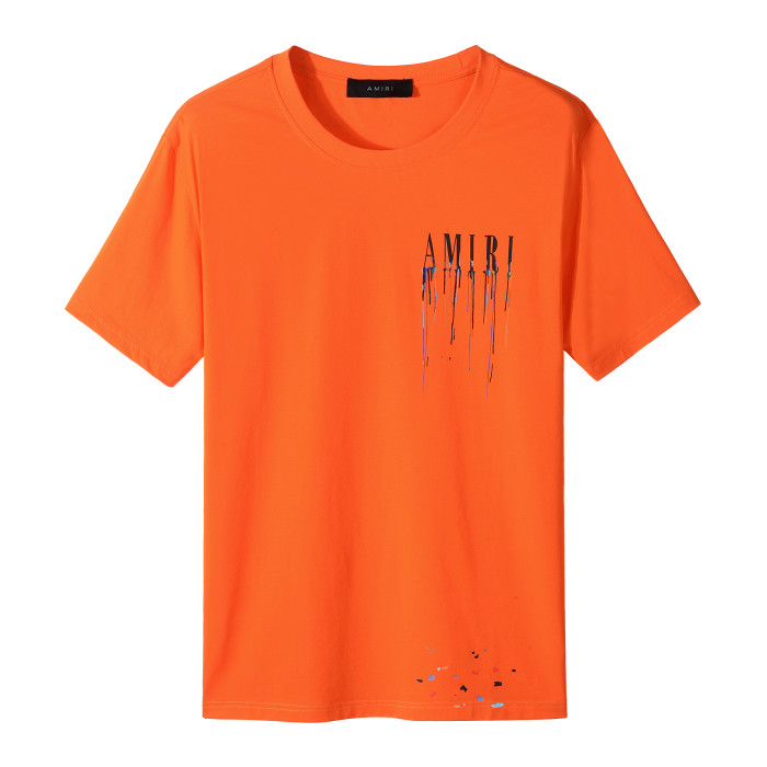 Colored drop letters short sleeve orange-