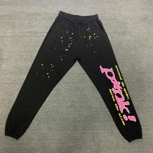 Young Thug Sp5der pink letters logo black pants