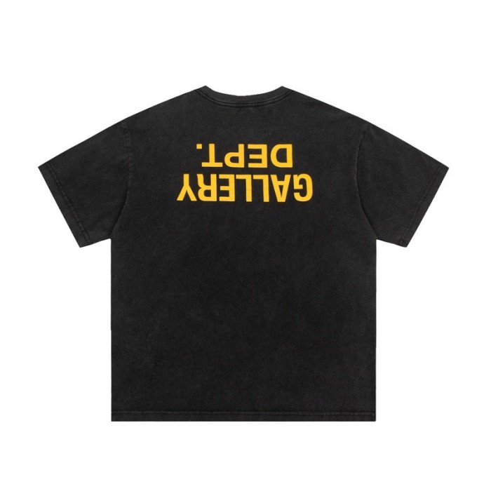 Yellow reversed letters washed short  tee