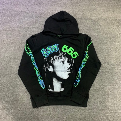 [Special offer items]Young Thug Sp5der portrait foamed print hoodie black