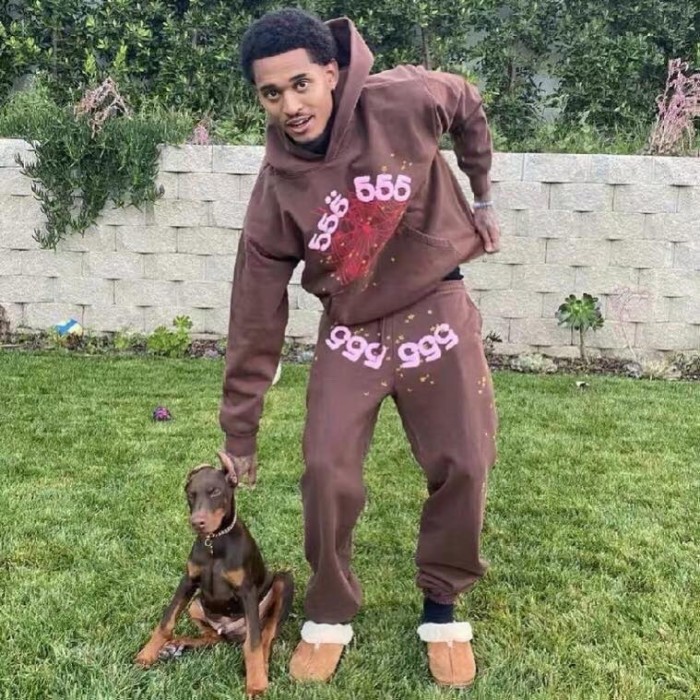 Young Thug Sp5der Spider web brown hoodie