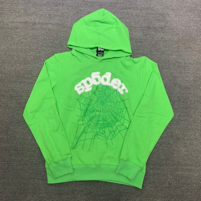 US$ 85.90 - Young Thug Sp5der-White letters green hoodie - www.repdog.cn