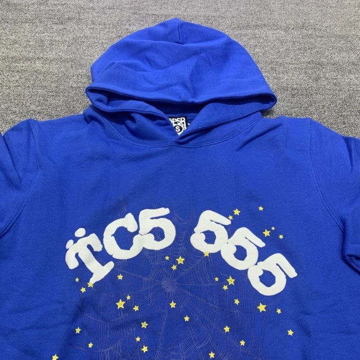 Young Thug Sp5der-White number blue hoodie