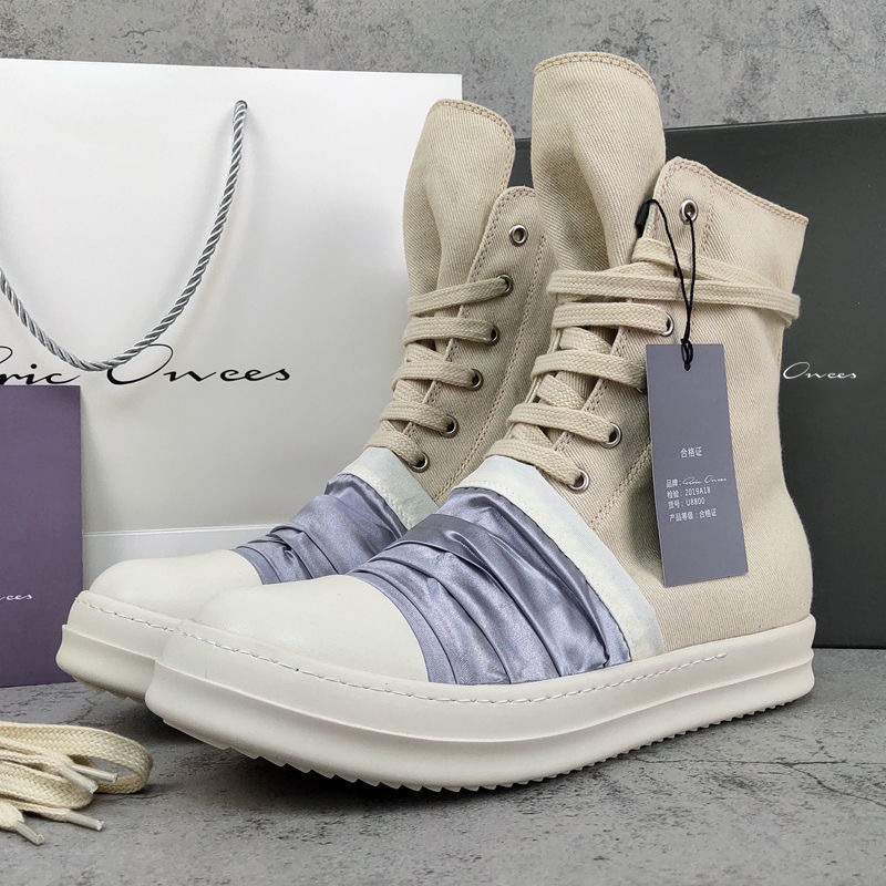 1:1 Rick 0wens Inverted Triangle All Black All White Sneaker
