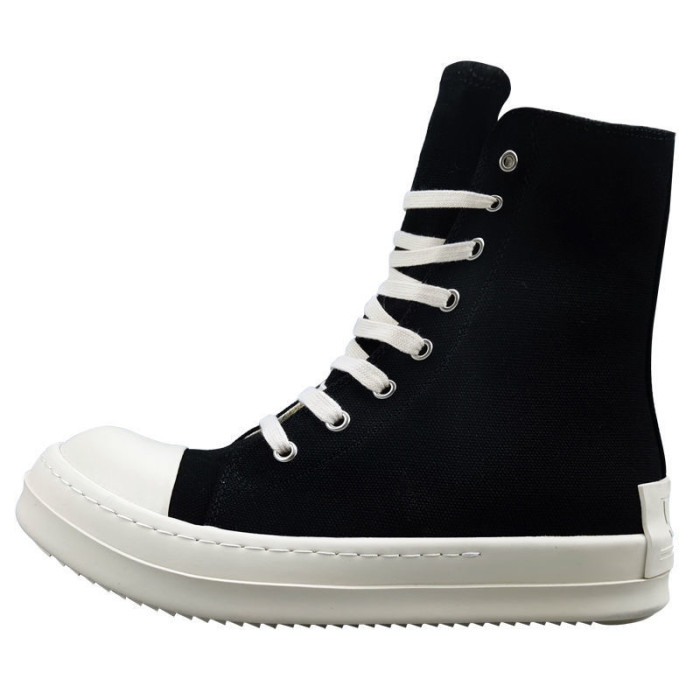 [buy more save more]High top canvas shoes with a thick sole and lettered heel