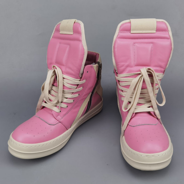 Wide LACES leather long tongue high top shoes:four colors