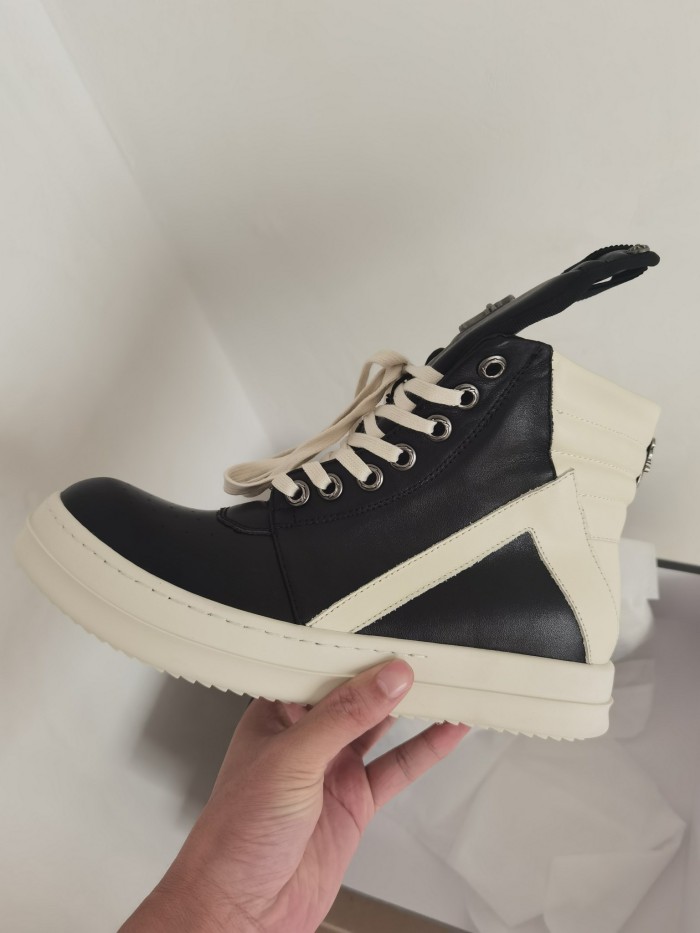 Cross leather high top shoes black
