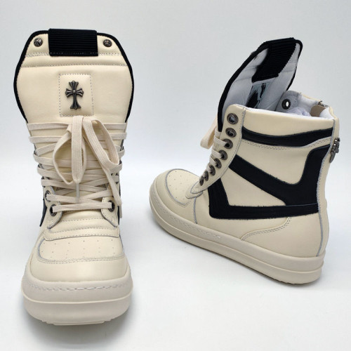Cross leather high top shoes white