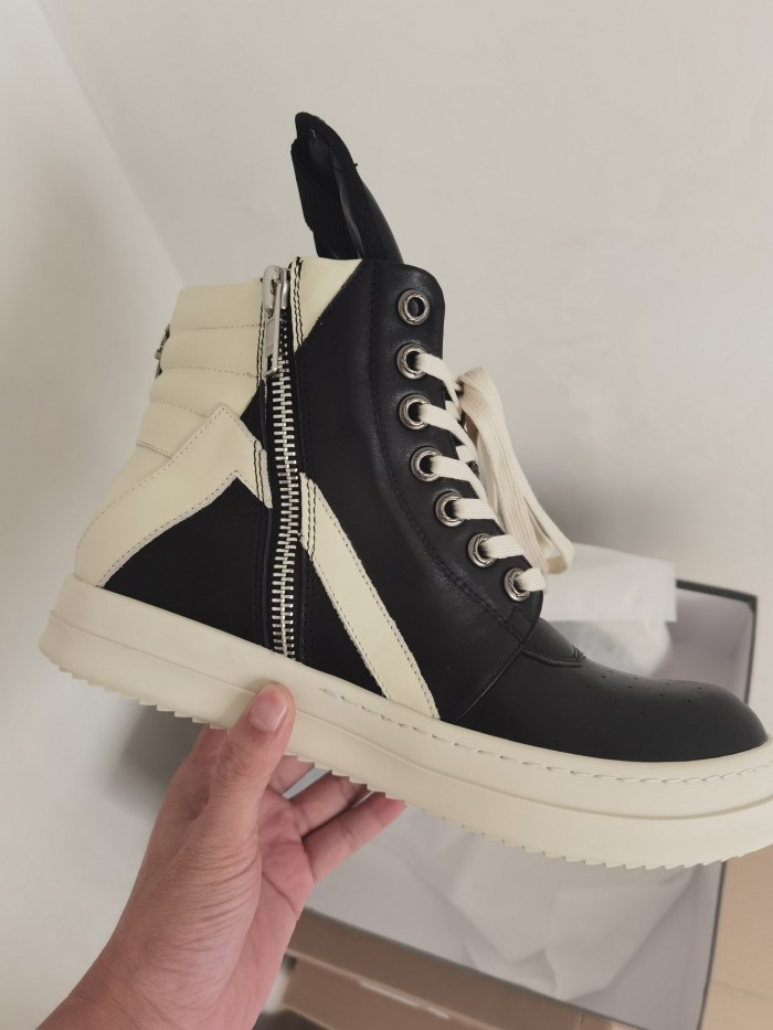Cross leather high top shoes black