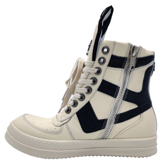 Cross leather high top shoes white