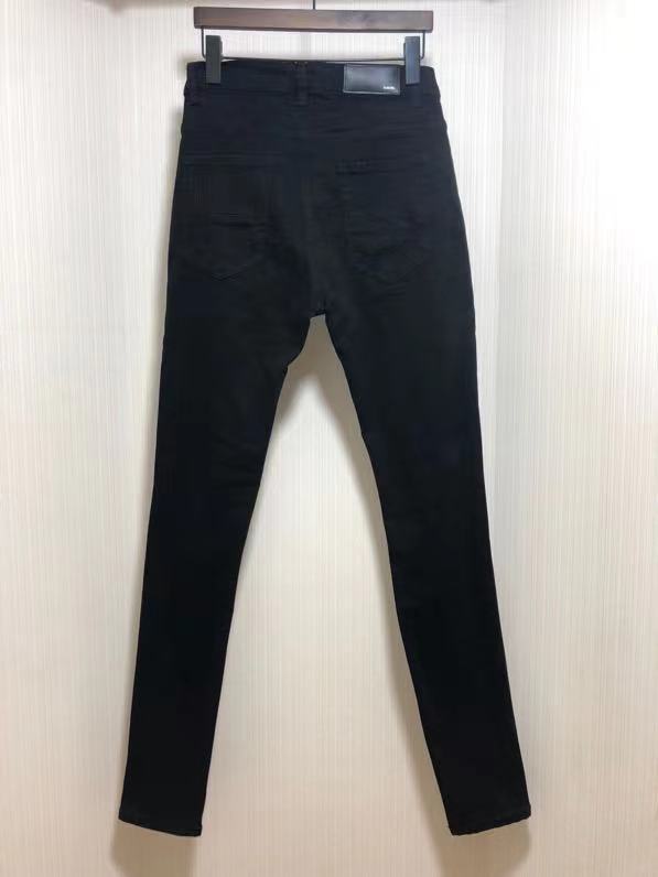 1:1 quality version leather patch slim fit black jeans