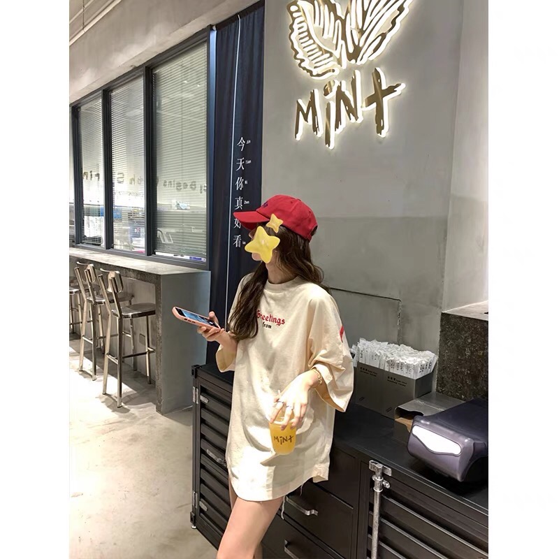 foamed red big letter short sleeve