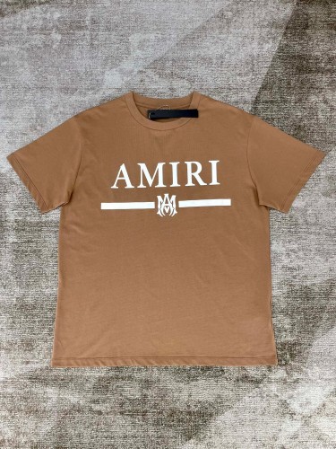 1:1 quality version Stripe letter printed brown short sleeve