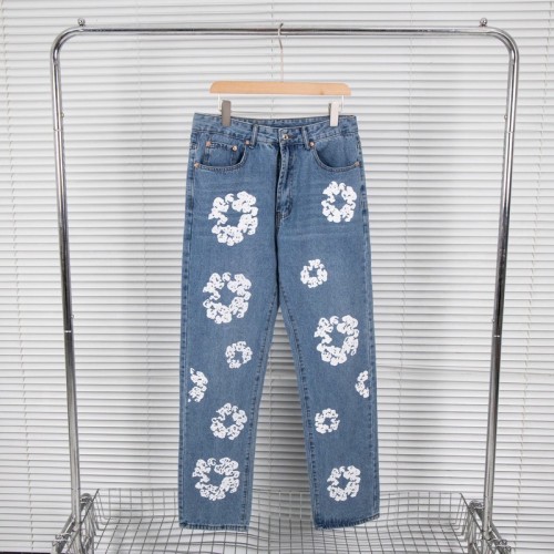Floral print jeans light blue-花朵印花牛仔裤浅蓝色