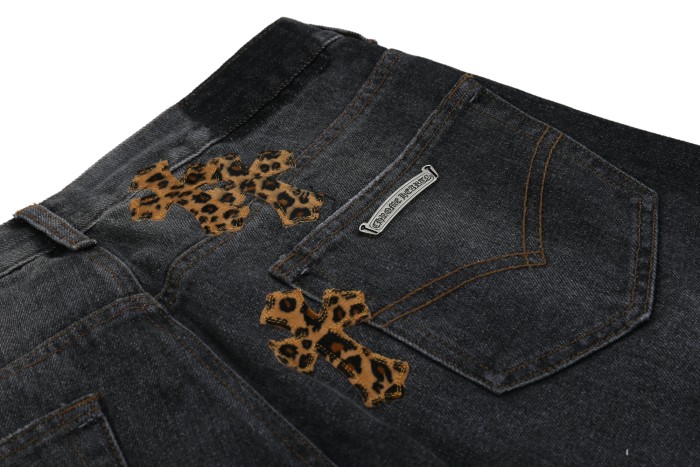 [Buy more Save more]leopard logo jeans