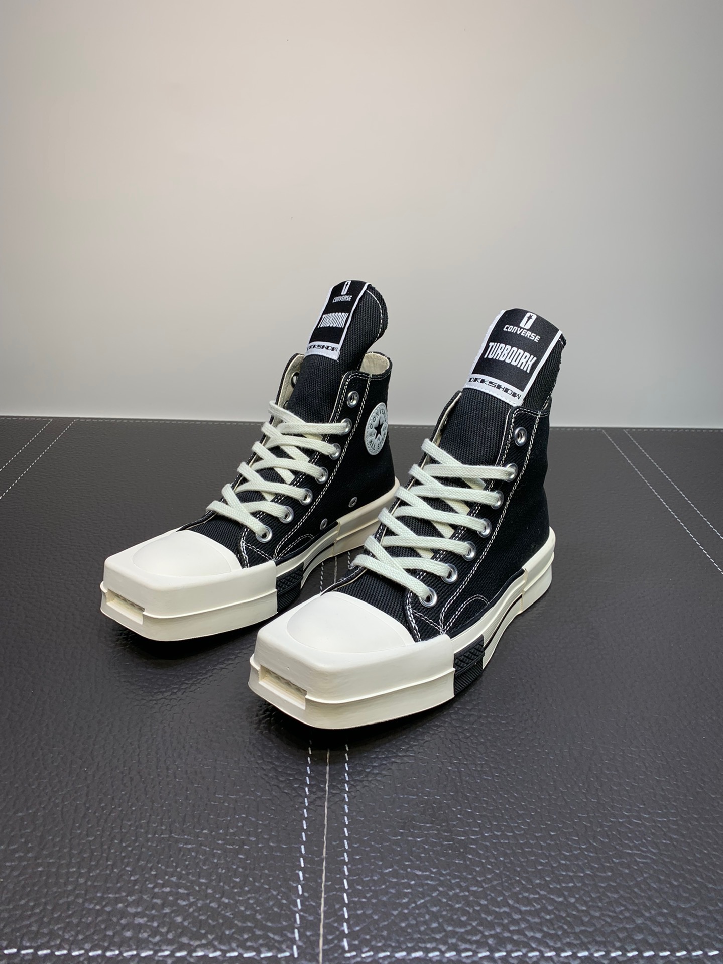 US$ 89.00 - Square toe high top canvas shoes black and white- - www ...