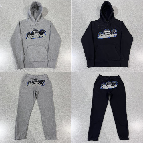 1:1 quality version Trapstar grey cougar towel embroidered hoodie and trousers set-