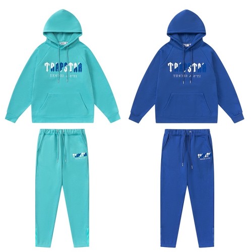 Trapstar Lake Blue White Blue Towel Embroidered Sweater Pants Set-