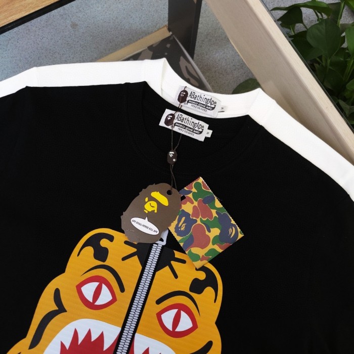1:1 quality version Zip Tiger Head Short Sleeves Black and White-