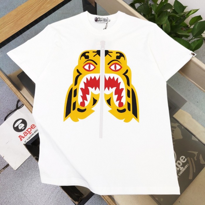 1:1 quality version Zip Tiger Head Short Sleeves Black and White-