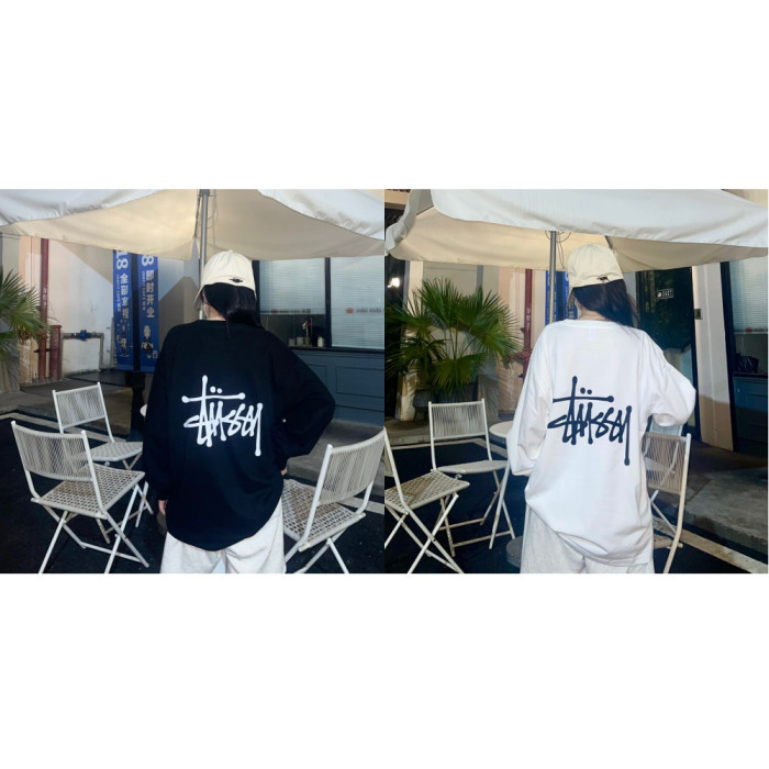 [Special offer items]Large black eight printed long tee