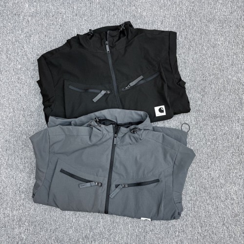 Patch small logo pocket waterproof hooded jacket-