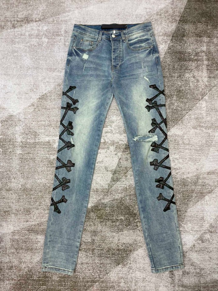 1:1 quality version Camo bone patch jeans