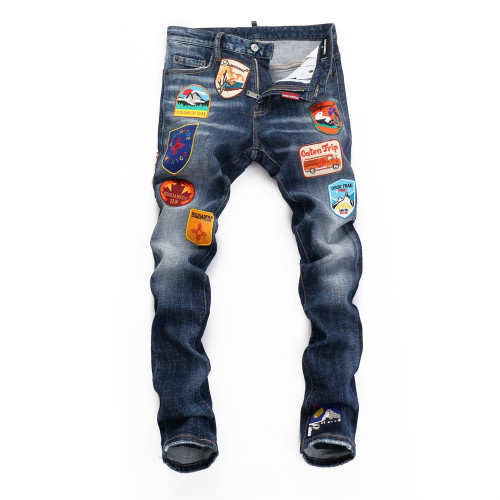 Various patched jeans