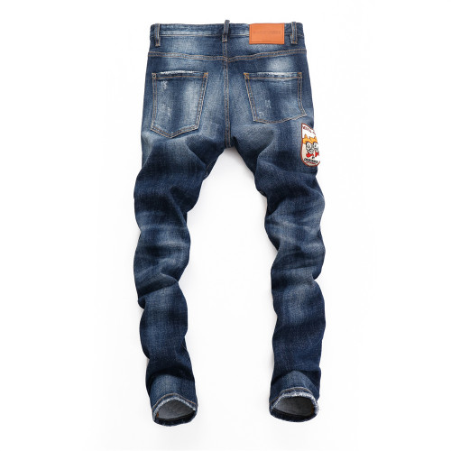 Various patched jeans