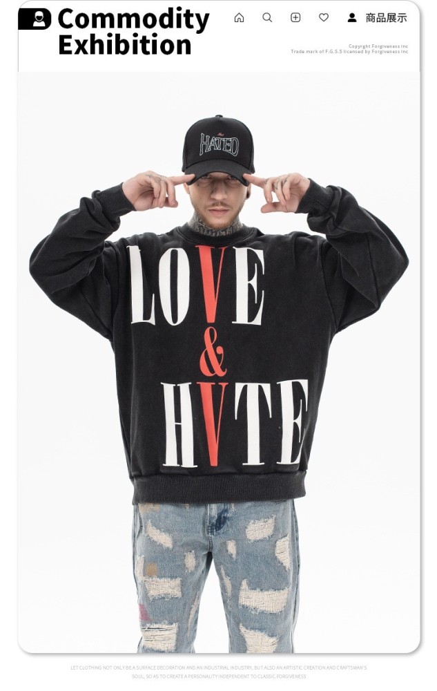 Love and Hate Crew Neck Pullover Sweatshirt