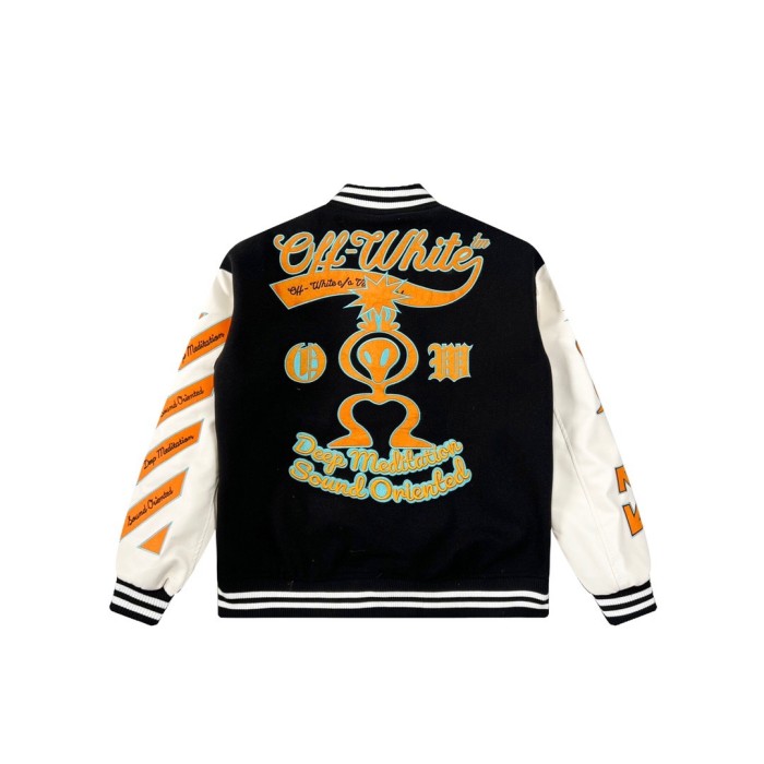 Alphabet-geometric embroidered baseball jacket