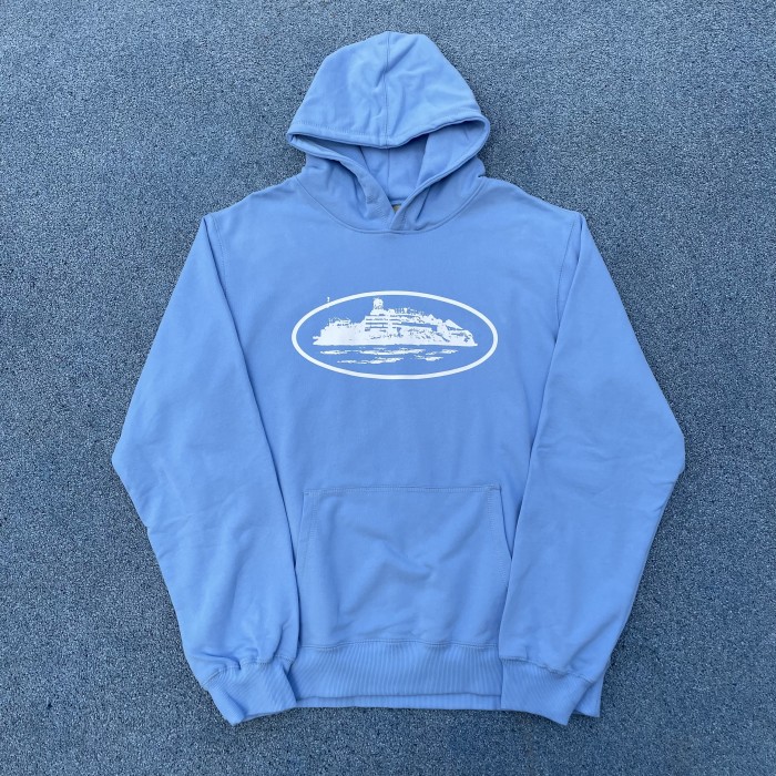 1:1 quality version Corteiz logo hoodie & pants light blue