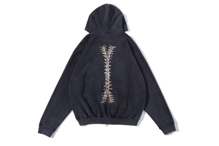 1:1 quality version Bone print zipper hoodie