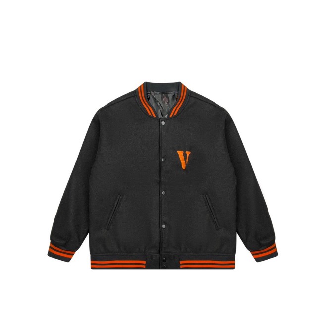 Gothic letter-embroidered baseball jacket