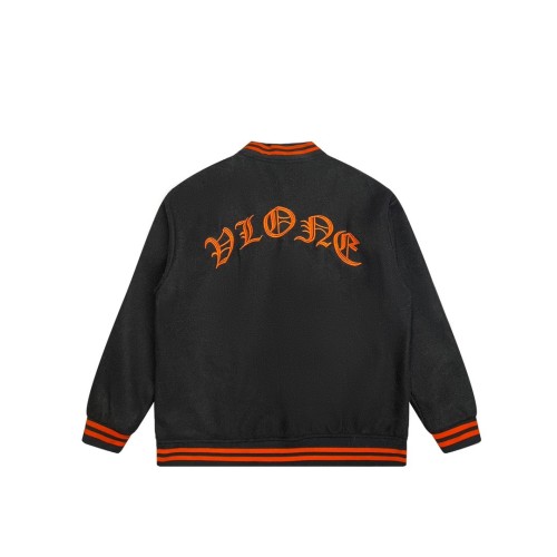Gothic letter-embroidered baseball jacket