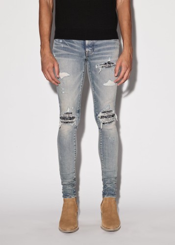 1:1 quality version Ruin style cashew flower patch slim jeans