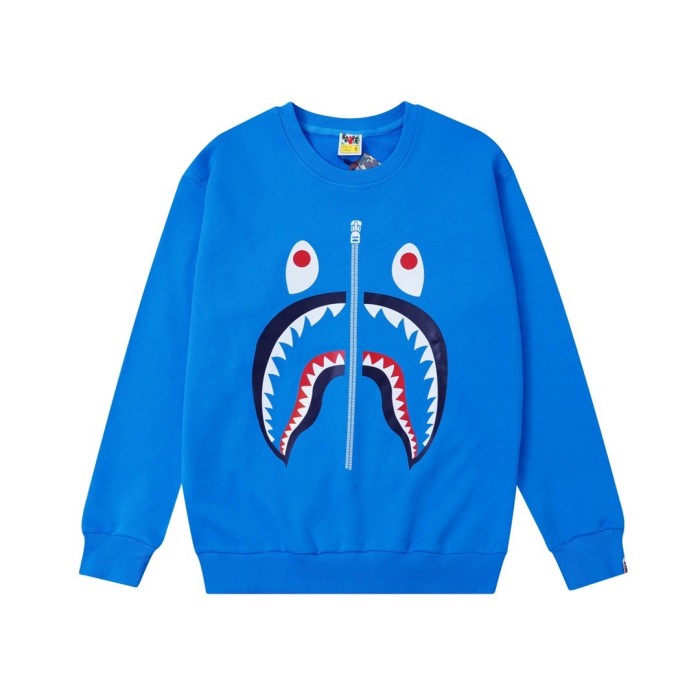Shark face print round neck pullover 4 colors