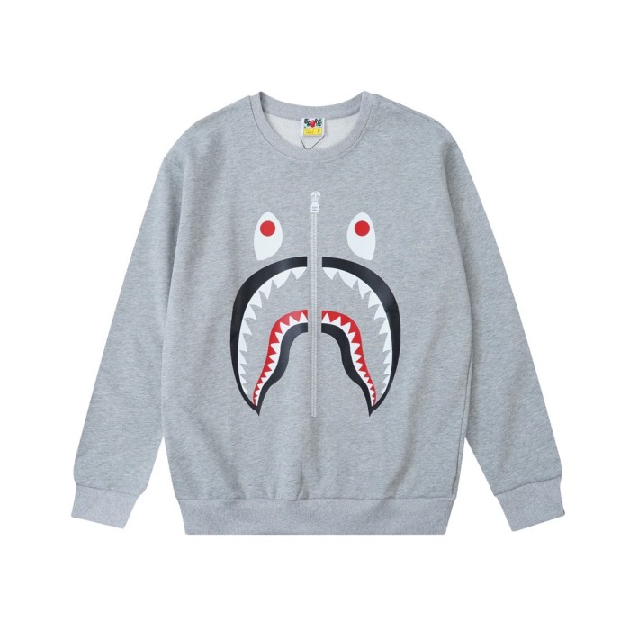 Shark face print round neck pullover 4 colors
